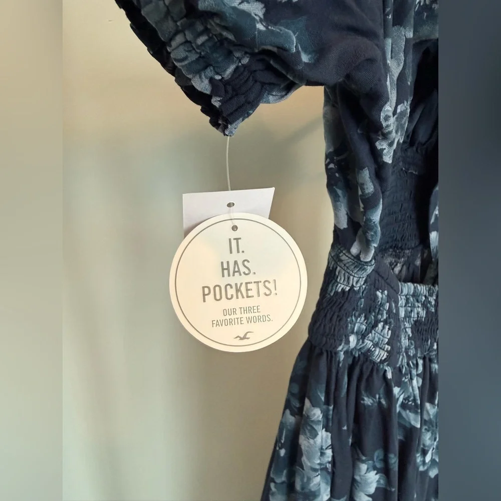 Hollister Saidie Short-Sleeve Tie-Back Midi CottageCore Dress Size Small Petite - Picture 8 of 9